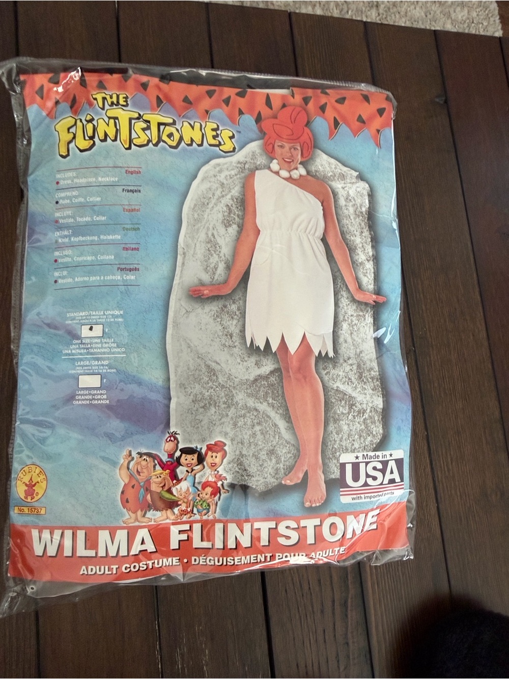 Wilma Flintstone Complete Costume One Size Fits Up to Size 12 Adult